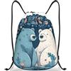 Anceky Borsa con coulisse leggera, piccola, borsa da palestra per donna, zaino da calcio con motivo a orso, per viaggi sportivi