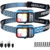 DARKDAWN Torcia Frontale Ricaricabile a LED, 5 modalità Lampada Frontale USB C con sensore di Movimento, Display Digitale di Potenza, Regolabile su/Giù, per Campeggio, Riparazione Auto