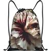 Anceky Borsa con coulisse leggera, piccola, borsa da palestra per donna, con fiori, zaino da calcio per viaggi sportivi