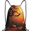 Anceky Zaino con coulisse, borsa da palestra con coulisse, borsa da bagno arancione per feste di Halloween per uomo e donna