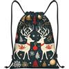 Anceky Zaino con coulisse, borsa da palestra con coulisse, borsa da nuoto natalizia a forma di cervo per uomo e donna