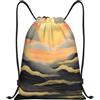 Anceky Borsa con coulisse leggera, piccola, borsa da palestra per donna, zaino da calcio al tramonto per viaggi sportivi