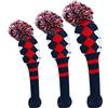 Mealoodiousmusea 3 copri mazze da golf in legno lavorato a maglia, collo lungo, design con pompon, gessato