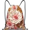 Anceky Zaino con coulisse, borsa da palestra con coulisse, fiori in oro bianco, borsa da nuoto per uomo e donna