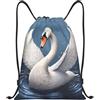 Anceky Zaino con coulisse, borsa da palestra con coulisse, borsa da nuoto White Swan per uomo e donna