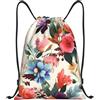 Anceky Borsa con coulisse leggera, piccola, borsa da palestra per donna, zaino da calcio floreale colorato per viaggi sportivi