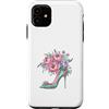 Estetica Moda Floreale Custodia per iPhone 11 Peonia Scarpa Tacco Verde Menta Moda Floreale