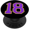 Leggende dello sport Squadra sportiva giallo viola numero 18 PopSockets PopGrip Adesivo