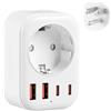 Carehabi adattatore presa americana, adattatore usa con 2 USB A + 2 USB-C, adattatore presa usa per Canada Thailandia Messico