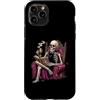 Retro Halloween Apparel Gifts Custodia per iPhone 11 Pro Scheletro che legge con gatto nero spettrale costume di Halloween