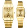 JewelryWe Orologio da Polso Diamante Impermeabile: Orologio con Zircone da Uomo Donna Quadrante Quadrato in Acciaio Inossidabile Orologio da Fidanzati al Lavoro Lusso