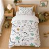 ZTYROLJ Dinosauri Completo Copripiumino 90x190cm, Completo Copripiumino con Cerniera, Set Lenzuola in Microfibra per 1 Persona, Set Lenzuola per Bambini con Federa 40x60cm