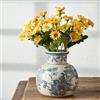 Siducal - Vaso vintage blu e bianco, in ceramica, motivo floreale stile cineseria, 15,2 cm, in porcellana blu e bianca con effetto craquelé per tavolo, soggiorno, bagno, decorazioni di nozze