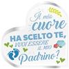 NAÏZAYA Idea Regalo Battesimo Padrino - Targa a Cuore Vuoi Essere il Mio Padrino - Gadget Originale per Una Richiesta Speciale