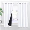 PONY DANCE Tende bianche - Tende oscuranti corte davvero oscuranti, totali luminose, per decorare tende e drappeggi con rivestimento nero, bianco puro, 140 x 145 cm, 2 pezzi