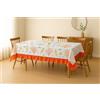 Corredocasa Cerata in Tessuto PVC a Fantasia con Volant, Facile da Pulire e Resistente, Ideale per Cucina, Esterno o Giardino, x6 e x12 Posti (12 posti 140x240cm Arancio)