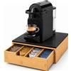 Shally Dogan Portacapsule Contenitore con Cassetto e Piano in Vetro Temperato Effetto Marmo, Portacialde Organizer da Cucina, Ufficio, Coffee Station con Struttura in Bambù 31,5 × 30 × 10 cm