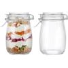 miaomiao Set di 2 barattoli per conserve con chiusura a leva, 1 l, in vetro, per organizzare la cucina, per conservare pasta, cereali, sottaceti, spezie