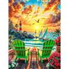 GEEHEIY Diamond Painting per adulti, tramonto sul mare, 30 x 40 cm | Quadro 5D fai da te con diamanti per adulti, decorazione costiera, fai da te rilassante, accessori per la casa, idea regalo