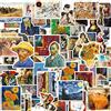 FOCRI 100 Adesivi Artistici Famosi - Dipinti e Sculture Classiche Impermeabili in Vinile, Western Retro Van Gogh - Per Bagagli, Telefono