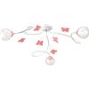 ONLI Plafoniera 3 luci cameretta in Metallo Bianco con Farfalle dipinte in Rosa