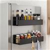 Huwaovi Porta Spezie Magnetico per Frigo, 2 Pezzi Portaspezie Magnetico da Frigorifero 1 Grande e 1 Piccola, Mensola Magnetica Frigo Porta Spezie Calamita Metallo per Cucina, Microonde, Lavatrice