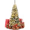 GIANTEX Albero di Natale Stretto e Alto Slim 140/180/225 cm, con 150/250/350 Luci Incorporate, Albero Innevato Romantico, Supporto in Ferro, Rami Spessi, Effetto Realistico (140 cm)