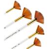 Abeillo Set di pennelli per pittura a ventaglio da 5 pezzi, pennelli per pittura acrilica con manici lunghi in legno Pennello per capelli in nylon anti-spargimento per pittura acrilica, pittura ad acquerello