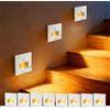 BRIMETI Segnapasso LED con Sensore di Movimento per Scale 3W 3000K 220V | Segnapassi Bianco Caldo 300LM Lampada Incasso Luce da Parete Illuminazione 85x87MM per Interni Letto Camera (Bianco, 8 pezzi)
