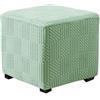 FANSU Copri Pouf Quadrato, Jacquard Elasticizzato Poggiapiedi Lavabile Tinta Unita Copri Ottomano Copertura per Sgabello Pouf Poggiapiedi Fodere per Sgabello per Soggiorno (Verde Chiaro,M)