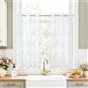 TOPICK Tenda Corta Velo Antivento 65L x 90A cm 2 Pezzi Bianco Ricamo Bianco