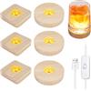 BORDEAG LED Luci Display Base: 6 Pezzi Base LED per Plexiglass, Base Luminosa LED Rotond Quadrato Legno con USB, Espositiva Base per Lampada da Tavolo, Supporto per Lampada per Acrilica Vetro Cristallo