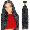 Shoaiye Human Hair Bundles Water Wave Capelli Veri Tessitura Unprocessed Remy Machine Weave Extensions Double Weft #1B Natural Black 16 Inch