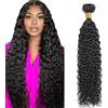 Shoaiye Human Hair Bundles Water Wave Capelli Veri Tessitura Unprocessed Remy Machine Weave Extensions Double Weft #1B Natural Black 14 Inch