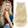 Gairyan Extension Capelli a Clip Ricci 6PCS 52cm Posticci per Capelli Finti Extension con Clip Capelli Naturali Sintetici Clip in Hair Extensions Ondulati Lungo Mossi per Donna, Biondo Platino