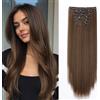 Cybelleza Extension Capelli Clip Lisci 65cm 6PCS Clip in Hair Extension per Capelli Sintetici Lunghi Finti Allugamento Effetto Naturale Dritti Full Head Posticci per Donna, Marrone scuro mix Auburn