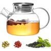 Diompirux 1000ml Teiera in vetro con filtro nel beccuccio, Filtro in Acciaio Inox Coil, Teiera in vetro borosilicato con colino in metallo e cap, per tè, tisane, caffè, Sfuso Infusiera