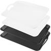 MOUYAT Confezione da 4 vassoi da portata in plastica con manici, 42 x 29 x 4 cm, vassoi da portata bianchi e neri, vassoi rettangolari in plastica antiscivolo per mangiare, ristorante, caffetteria,