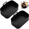 EXIN DECHEN 2 Pezzi Teglie Friggitrice ad Aria Riutilizzabili, Accessori, in Silicone | Lavabile in Lavastoviglie, Contenitori Doppio Cestello Accessori per Air Fryer, Forno, Microonde (Nero)