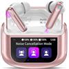 Thunelec Auricolari wireless, Bluetooth 5.4 con touch screen multifunzionale, bassi 48 ore, cuffie stereo con cancellazione del rumore/modalità trasparenza ANC/ENC, auricolari IPX7 con 5 modalità EQ, rosa