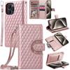 GoodcAcy Cover per Oppo A78 5G/A58X 5G/A1X, con 9 Porta Carte Slot e Chiusura Magnetica,Antiurto Flip Wallet Protettiva Case con supporto e Laccio Tracolla,Custodia in pelle PU-Rosa