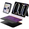 DANCESOUL Custodia per iPad Pro da 33 cm con tastiera (M5 2025, M4 2024), custodia flessibile magnetica retroilluminata rimovibile, multi-trackpad più grande, orizzontale/verticale, supporto regolabile a 160°