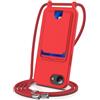 xinyunew Cover per Motorola Moto Edge 50 Neo/S50 5G/ThinkPhone 25 5G con Cordino per Cellulare, Custodia Silicone con Regolabile Collana Slot Schede Case Protezione della fotocamera Antiurto con Necklace,Rosso