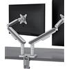 Desktronic Supporto Monitor per Doppio Schermo, Braccio Monitor Regolabile, Fissaggio da Scrivania, Rotazione a 360° e Inclinazione Completa, Ergonomico, VESA 75/100 mm, Bianco