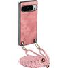 GoodcAcy Cover Compatibile con Google Pixel 9 Pro XL,in pelle PU opaca + TPU morbida custodia,tracolla regolabile cordino da collo custodia posteriore, Antiurto Tracolla Custodia,Rosa