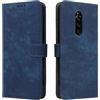 LMFULM® Custodia per Sony Xperia 1 J8110/J8170/J9110 (6,56 pollici) in pelle PU magnetica custodia protettiva per telefono con supporto fondina antifurto pennello portafoglio retrò scrub blu