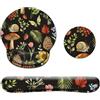 DOODLREAM Set di tappetino per mouse 3 in 1 con poggiapolso, motivo foresta di funghi, ergonomico, con sottobicchiere, accessorio da scrivania per casa, ufficio e gioco