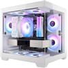 darkFlash ITX Case PC, Case Computer con 3 Ventole PWM ARGB Preinstallate, Case ITX in Vetro Temperato Doppio a Vista Completa, Dimensioni Ridotte, Supporta AIO da 240 mm (C275P) (Bianco)