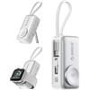 ORICO Mini Power Bank 5000mAh Bianco, compatibile con Apple Watch e iPhone | Ricarica rapida PD 22,5W, supporto, ricarica solo per Apple Watch, spina USB pieghevole, cavo USB‑C integrato