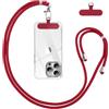 Vauki Cordino per Cellulare Telefono Universale Tracolla Regolabile Collana Collo Nylon Catena Laccio per Cellulare e Patch Telefono per Maggior Parte Smartphone IPhone Samsung Huawei Xiaomi, Rosso